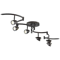 Pro Track Heavy Duty Axel 6-Head Led Ceiling Track Light Fixture Kit Spot Light GU10 Black Metal Farmhouse Rustic Kitchen 72" Wide