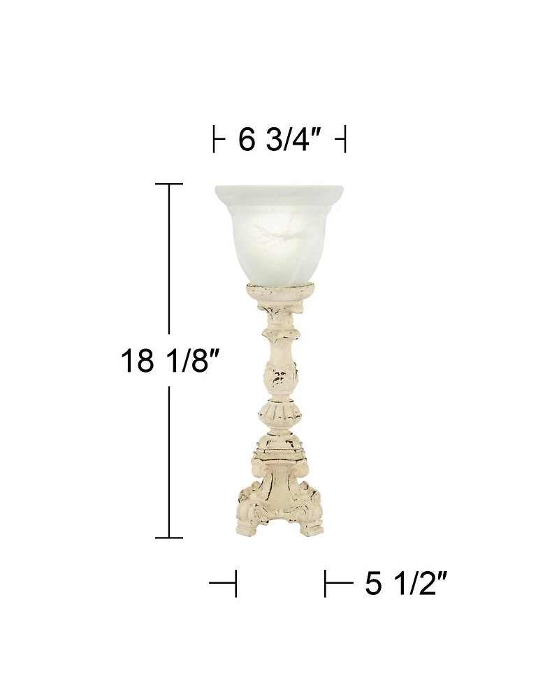 Regency Hill Country Cottage Accent Table Lamp 18 1/4" High French Beige Alabaster Glass Uplight Shade for Living Room Bedroom