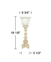 Regency Hill Country Cottage Accent Table Lamp 18 1/4" High French Beige Alabaster Glass Uplight Shade for Living Room Bedroom