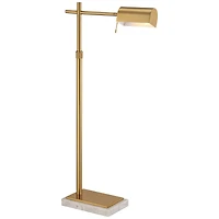 Possini Euro Design Traditional Pharmacy Floor Lamp 60" Tall Warm Gold Adjustable Swivel Head for Living Room Reading House Bedroom