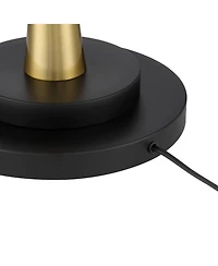 Possini Euro Design Modern Downbridge Floor Lamp 64" Tall Black Brass Metal Linen Drum Shade for Living Room Reading Bedroom Home