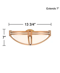 Possini Euro Design Deco Modern Wall Sconce Lighting Soft Gold Hardwired 13 3/4" Fixture White Milky Marbleized Glass Shade for Bedroom Bathroom Vanit