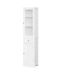 kleankin Bathroom Storage Cabinet with Acrylic Door, Drawer, and Shelves