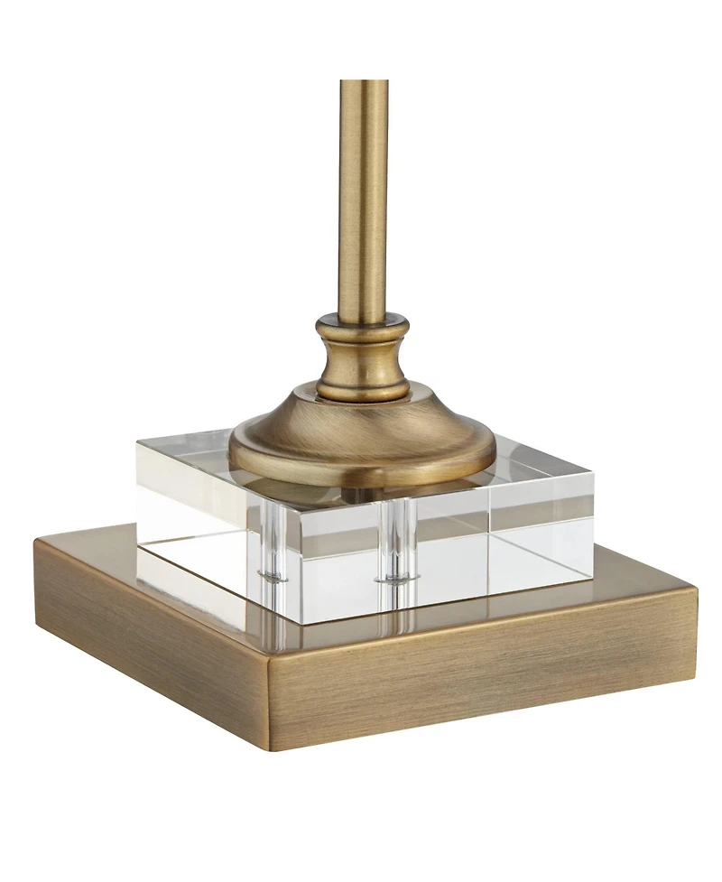Regency Hill Julia Traditional Buffet Table Lamp 29 1/2" Tall Gold Crystal with Table Top Dimmer Fabric Tapered Drum Shade for Living Room Dining