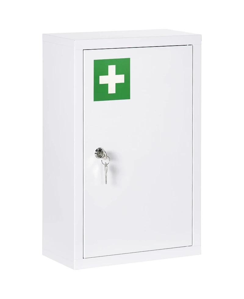 Kleankin Wall Medicine Cabinet with Lock, Lockable Wall Cabinet, White
