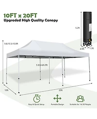 Slickblue 10 x 20 Feet Outdoor Pop-Up Patio Folding Canopy Tent-White