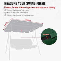 Yescom 77"x43" Replacement Swing Canopy UV30+ 180gsm Porch Top Cover Seat Patio Outdoor