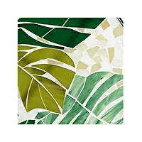 Teal Island Designs Modern Black Metal Round Outdoor Accent Side Table 14" Wide Green Leaf Mosaic Tabletop for Front Porch Patio Home House