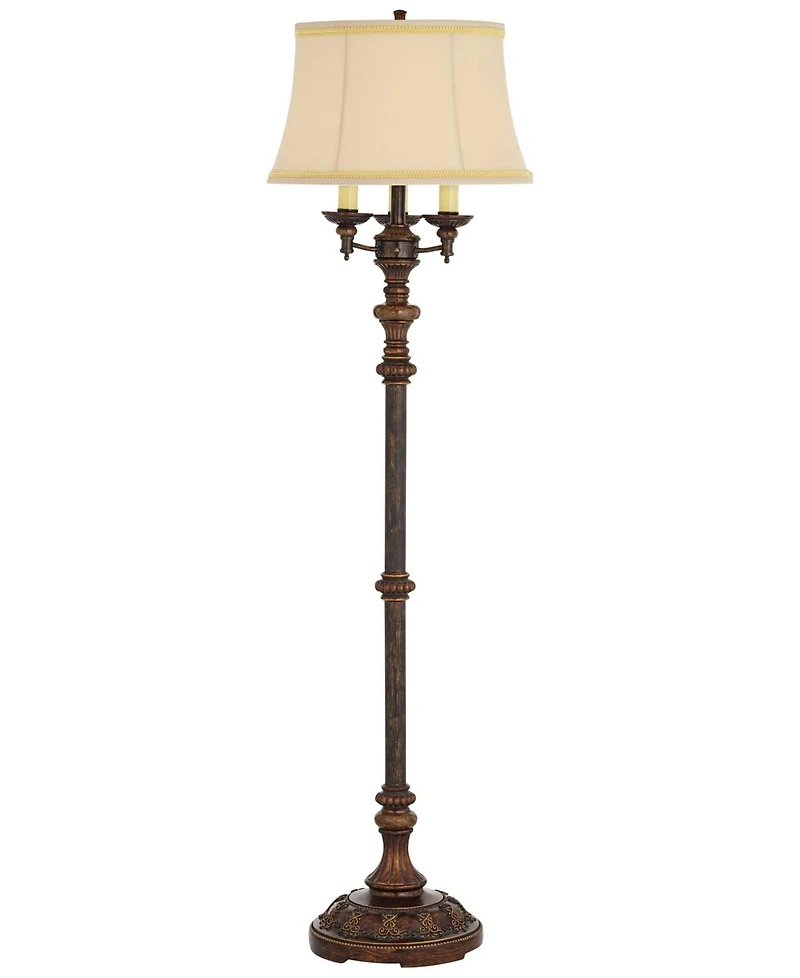 Barnes and Ivy Traditional Floor Lamp Candelabra Style 4-Light 64.5" Tall Italian Bronze Bell Shade for Living Room Reading Bedroom