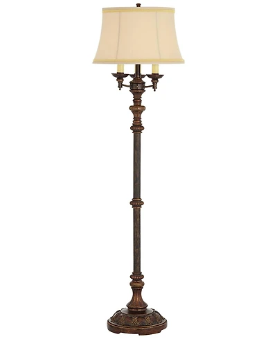 Barnes and Ivy Traditional Floor Lamp Candelabra Style 4-Light 64.5" Tall Italian Bronze Bell Shade for Living Room Reading Bedroom