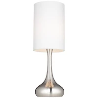 360 Lighting Modern Table Lamp 24.5" High Brushed Steel Droplet White Cylinder Shade for Living Room Family Bedroom Bedside Nightstand