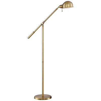 360 Lighting Dawson Traditional Pharmacy Floor Lamp 55" Tall Brass Metal Adjustable Boom Arm Dome Head for Living Room Reading Bedroom Office
