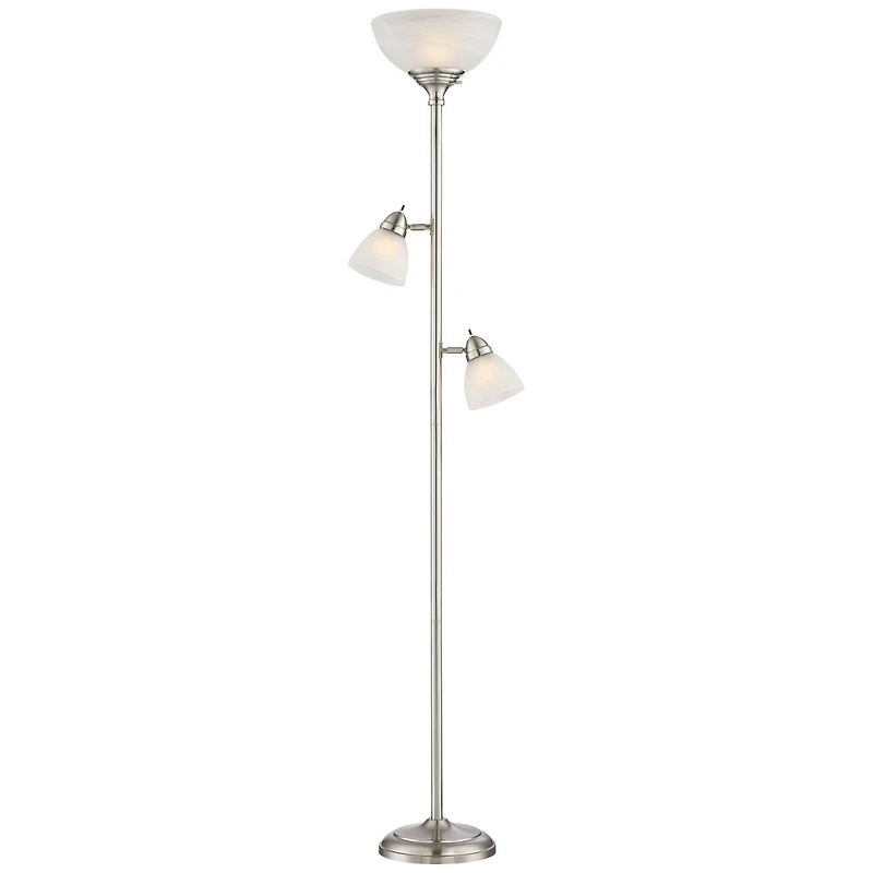 360 Lighting Ellery Modern Torchiere Floor Lamp with Side Lights 72" Tall Brushed Nickel Frosted White Glass Shade for Living Room Reading Bedroo