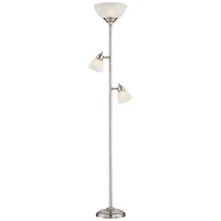 360 Lighting Ellery Modern Torchiere Floor Lamp with Side Lights 72" Tall Brushed Nickel Frosted White Glass Shade for Living Room Reading Bedroo