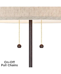 Nikola Modern Accent Table Lamp with Usb and Ac Power Outlet in Base 23 1/2" High Bronze Fabric Drum Shade for Bedroom Living Room House Desk Bed