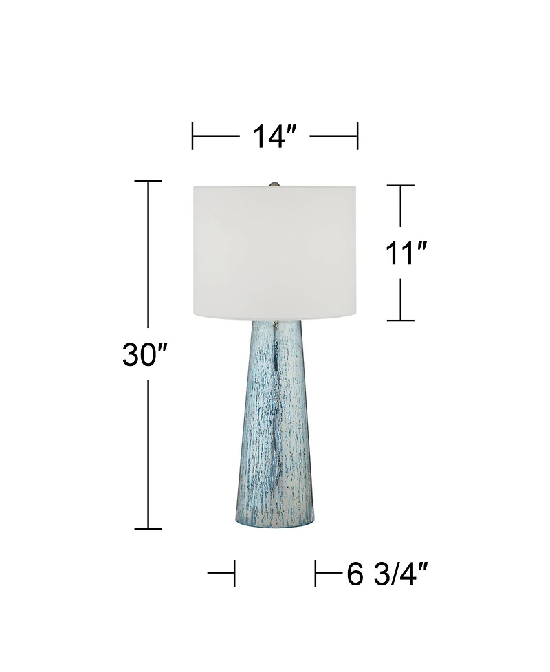 360 Lighting Marcus Modern Table Lamp 30" Tall Mercury Glass Column Shape White Drum Shade for Bedroom Living Room Bedside Nightstand Office Kids