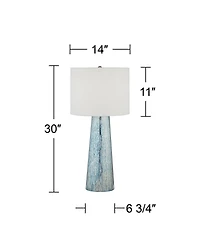 360 Lighting Marcus Modern Table Lamp 30" Tall Mercury Glass Column Shape White Drum Shade for Bedroom Living Room Bedside Nightstand Office Kids