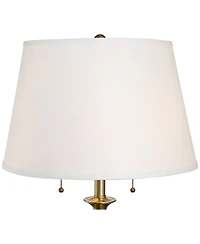 360 Lighting Spenser Vintage Floor Lamp 58" Tall Brushed Antique Brass Metal Off White Linen Drum Shade for Living Room Bedroom Office House Home