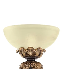 Barnes and Ivy Rita Vintage Rustic Torchiere Floor Lamp 75" Tall Acanthus Leaf Carved Wood Frosted Glass Shade for Living Room Bedroom Office Hou