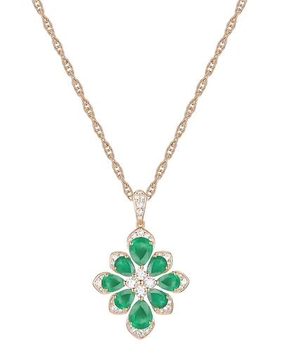 Emerald (1-3/4 ct. t.w.) & Diamond (1/4 Fancy 18" Pendant Necklace 14k Gold (Also Ruby Sapphire)