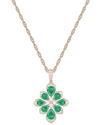 Emerald (1-3/4 ct. t.w.) & Diamond (1/4 Fancy 18" Pendant Necklace 14k Gold (Also Ruby Sapphire)