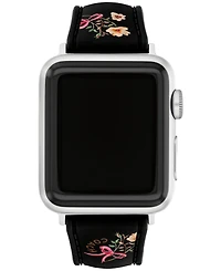 Coach Women's Black Floral Print Silicone Strap for Apple Watch 38mm, 40mm, 41mm