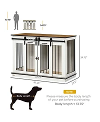 PawHut Modern Dog Crate End Table with Divider Panel, Dog Crate Furniture for Large Dog