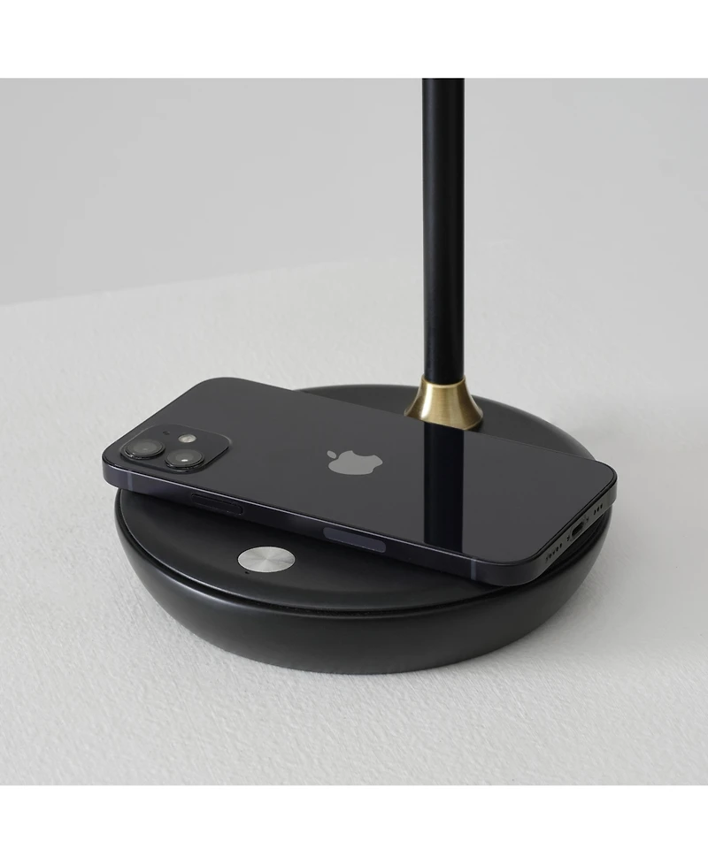 Ezra 16.5" Led Table Lamp with Wireless Charging Pad and Rotating Shade