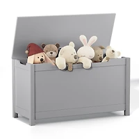 Kids Wooden Toy Box Storage With Safety Hinged Lid For Ages 3+ (Gray)