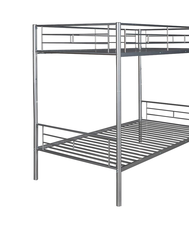 Simplie Fun Twin Over Twin Metal Bunk Bed (Silver)