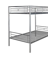 Simplie Fun Twin Over Twin Metal Bunk Bed (Silver)