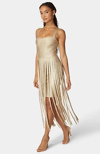 Bebe Women's Bandage Fringe Maxi Dress