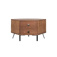 Streamdale Furniture Fan Shaped Reclaimed Wood Corner Media Table For Living Room Wise Use Your Space