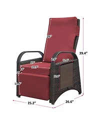 Streamdale Furniture Adjustable Outdoor Rattan Recliner with Hidden Table
