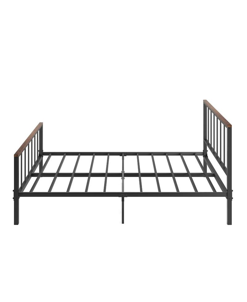 Simplie Fun Queen Metal Platform Bed with Headboard and Footboard