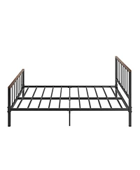 Simplie Fun Queen Metal Platform Bed with Headboard and Footboard
