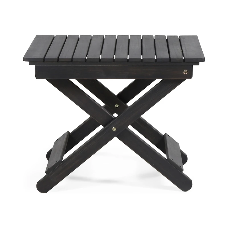 Streamdale Outdoor Folding Wooden Side Table, Dark Gray, 15"D x 22.75"W x 18.25"H