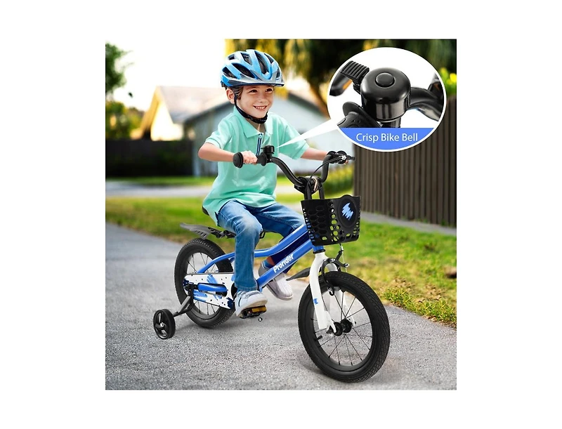 Slickblue 14 Inch Kids Bike with 2 Training Wheels for 3-5 Years Old