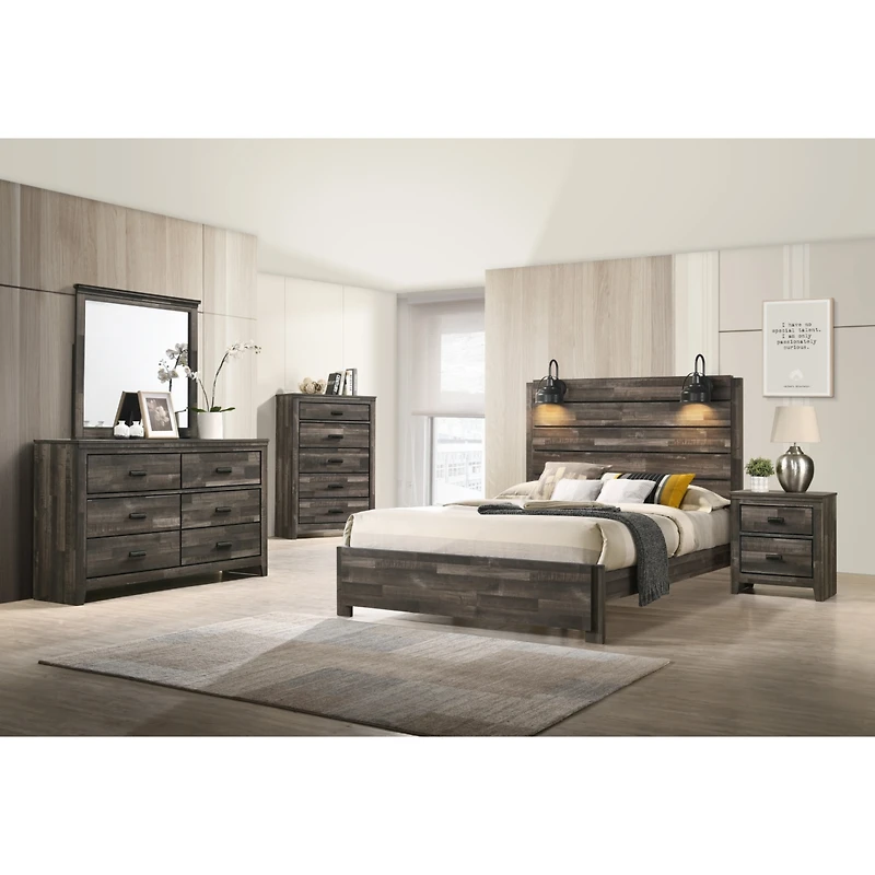 Simplie Fun Contemporary Nightstand in Brown Mix Finish with 2 Drawers