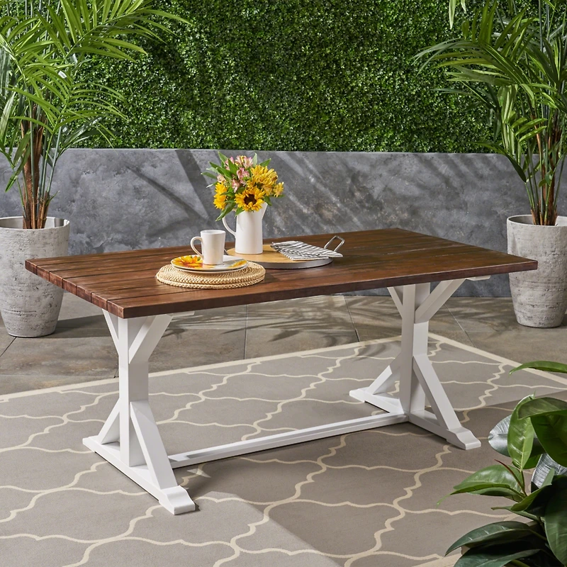 Streamdale Acacia Wood Dining Table Rustic-Contemporary Charm for Gatherings