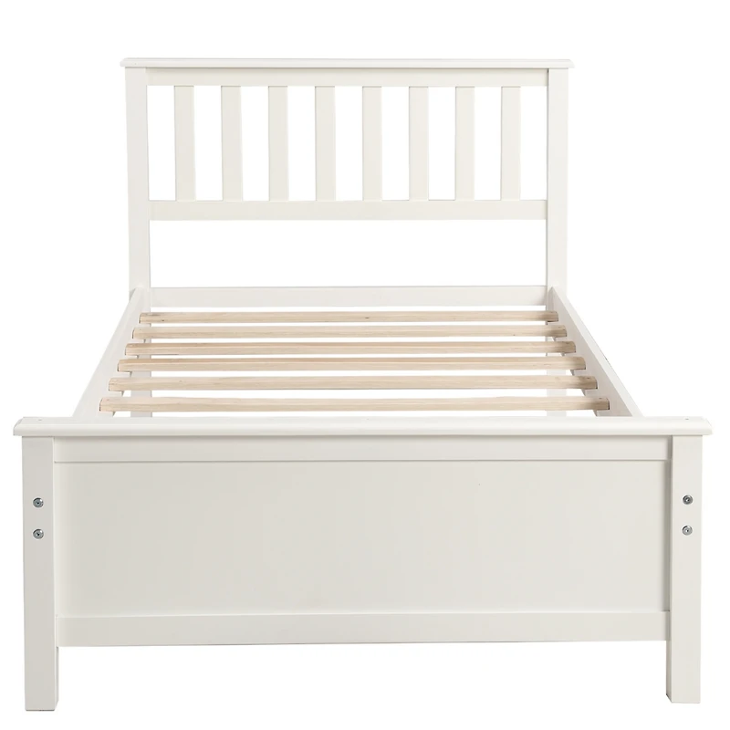 Streamdale Furniture Twin Size Wood Platform Bed With Headboard, Footboard And Wood Slat Support
