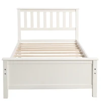 Streamdale Furniture Twin Size Wood Platform Bed With Headboard, Footboard And Wood Slat Support