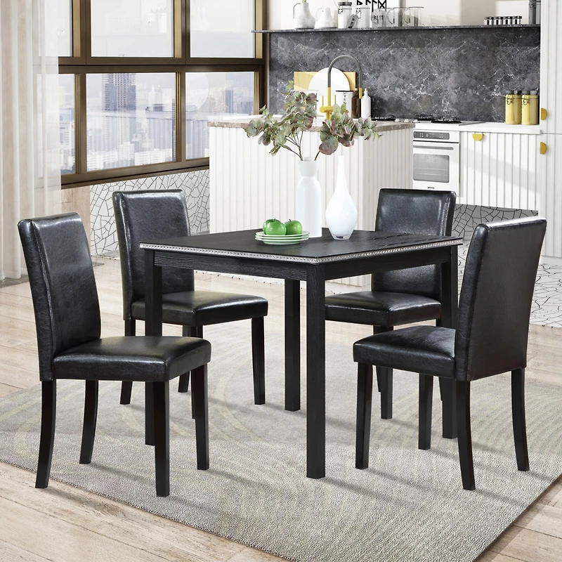 Streamdale Contemporary Elegance Wooden Dining Table and Upholstered Chairs