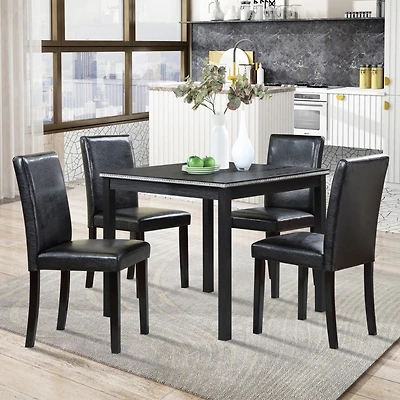 Streamdale Contemporary Elegance Wooden Dining Table and Upholstered Chairs