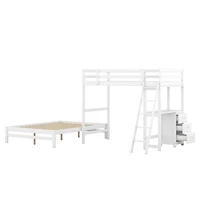 Streamdale Twin Over Full Bunk Bed With Built-In Desk And Three Drawers