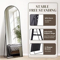 Homlux Arched Free Stand Mirror 18"x58" in Black