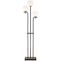 Possini Euro Design Acadia Modern Floor Lamp 71" Tall Black Warm Gold Metal 3-Light Frosted White Glass Globe Shades Decor for Living Room Reading Hou