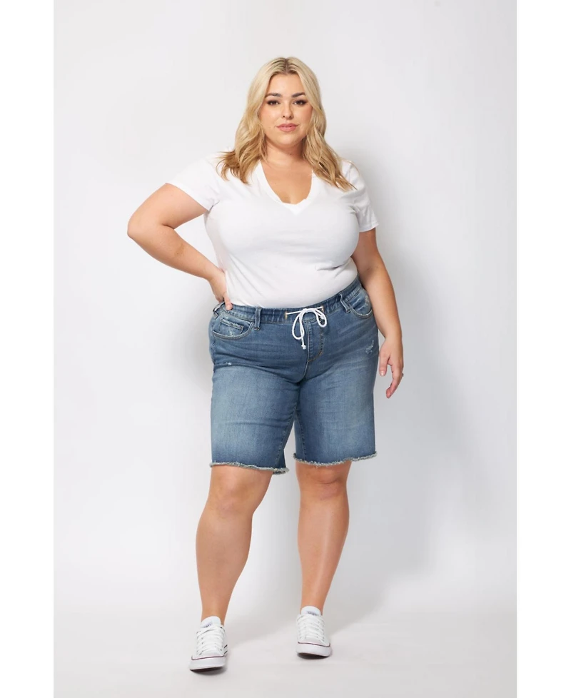 Slink Jeans Plus Denim Mid Rise Bermuda Shorts