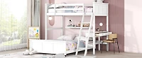 Simplie Fun Twin Over Full Bunk Bed With Desk, White