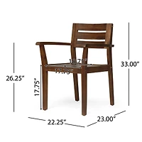 Streamdale Christopher Knight Home 2-Piece Acacia Wood Outdoor Dining Chairs